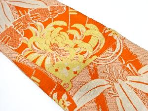 アンティーク　桧扇に乱菊・笹模様織り出し子供帯（材料）